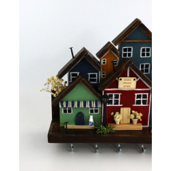 Drewniane Miasteczko Skandynawskie – Wieszak z domkami | Kolekcja Premium