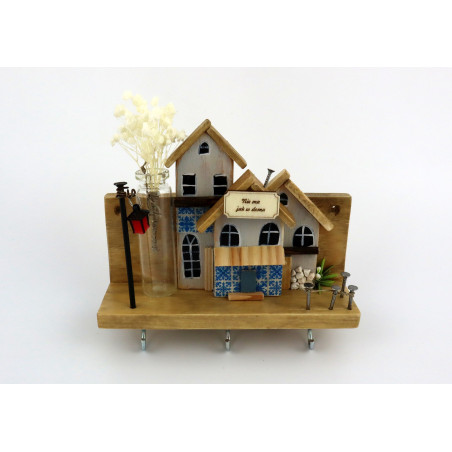 Premium domek na klucze z wazonikiem i azulejos – dekoracja ścienna