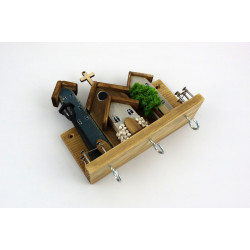 Premium wieszak na klucze z kościółkiem – drewniana dekoracja