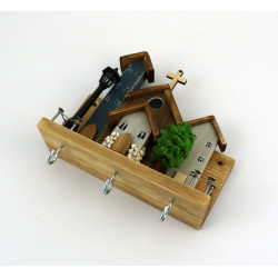 Premium wieszak na klucze z kościółkiem – drewniana dekoracja