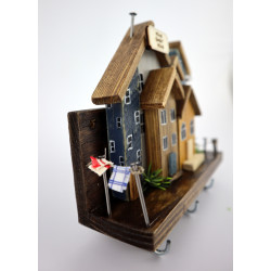 Premium wieszak na klucze Home Sweet Home – drewniane domki