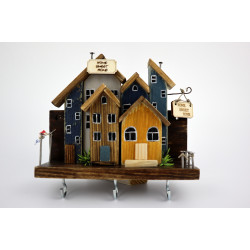 Premium wieszak na klucze Home Sweet Home – drewniane domki