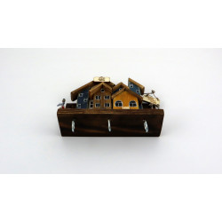 Premium wieszak na klucze Home Sweet Home – drewniane domki