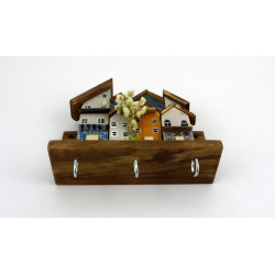 Premium wieszak na klucze z domkami, azulejos i gipsówką