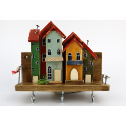 Unikatowy premium wieszak na klucze z kolorowymi domkami