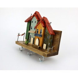 Unikatowy premium wieszak na klucze z kolorowymi domkami