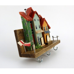 Unikatowy premium wieszak na klucze z kolorowymi domkami