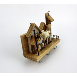 Unikatowy premium wieszak na klucze boho z domkami i latarnią