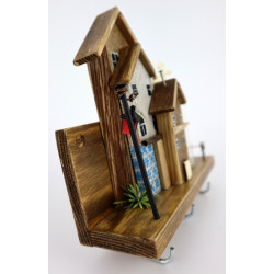 Unikatowy premium wieszak na klucze z domkami, azulejos i wazonikiem