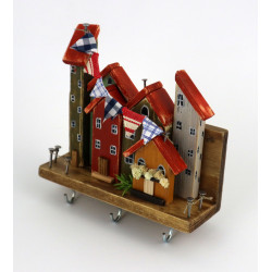 Unikatowy premium wieszak na klucze z domkami i girlandą