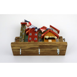 Unikatowy premium wieszak na klucze z domkami i girlandą