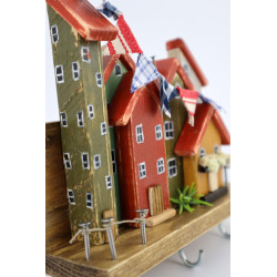 Unikatowy premium wieszak na klucze z domkami i girlandą