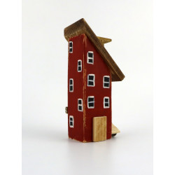 Unikatowy drewniany domek dekoracyjny premium – czerwony handmade
