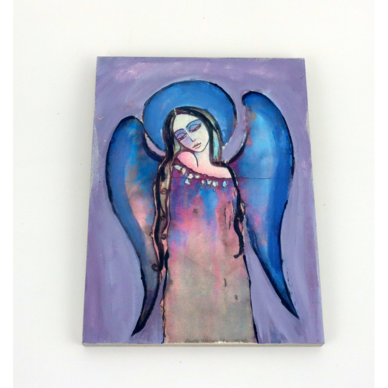 Obraz anioła na desce ze sklejki – ręcznie wykonana dekoracja