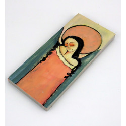 Wąski obraz anioła na drewnie handmade 18x8 cm