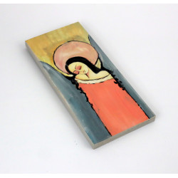 Wąski obraz anioła na drewnie handmade 18x8 cm