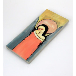 Wąski obraz anioła na drewnie handmade 18x8 cm