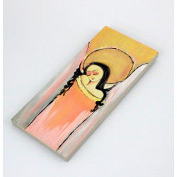 Wąski obraz anioła na drewnie handmade 18x8 cm