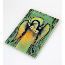 Ręcznie malowany anioł na sklejce 13x8 cm dekoracja handmade