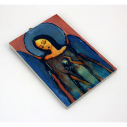 Obraz anioła z różą na desce – dekoracja ścienna handmade