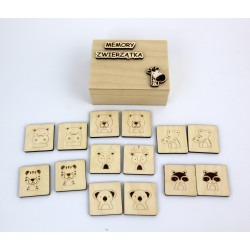 Gra memory ze zwierzątkami w drewnianym pudełku a'la Montessori