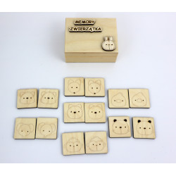 Gra memory ze zwierzątkami w drewnianym pudełku a'la Montessori