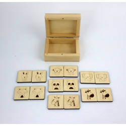 Gra memory ze zwierzątkami w drewnianym pudełku a'la Montessori