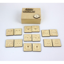 Gra memory ze zwierzątkami w drewnianym pudełku a'la Montessori