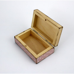 Mini skrzynka drewniana z koroną w kropki – pudełeczko na drobiazgi