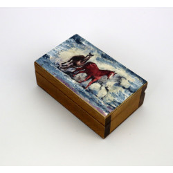 Mini skrzynka drewniana z końmi – pudełeczko na drobiazgi