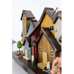 Wieszak na klucze premium kolorowe domki 40 cm 7 haczyków handmade