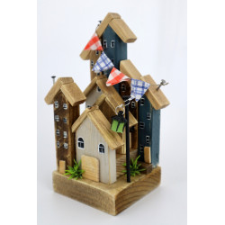 Dekoracja drewniana premium mini miasteczko 16 cm handmade