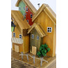 Dekoracja drewniana premium mini miasteczko z latarenką 13 cm