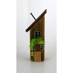 Drewniany domek dekoracyjny premium ze spadzistym dachem 13,5 cm