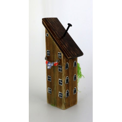 Drewniany domek dekoracyjny premium ze spadzistym dachem 13,5 cm