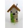 Drewniany domek dekoracyjny premium jasny z zielenią 11 cm