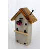 Drewniany domek dekoracyjny premium jasny z balkonikiem 11 cm
