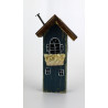 Drewniany domek dekoracyjny premium granatowy z pręgami 12,5 cm