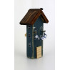 Drewniany domek dekoracyjny premium granatowy z pręgami 12,5 cm