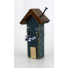 Drewniany domek dekoracyjny premium granatowy z pręgami 12,5 cm