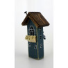 Drewniany domek dekoracyjny premium granatowy z pręgami 12,5 cm