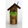 Drewniany domek dekoracyjny premium brązowy z zielenią 13,5 cm