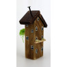 Drewniany domek dekoracyjny premium brązowy z zielenią 13,5 cm