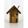 Drewniany domek dekoracyjny premium brązowy z kwiatami 9 cm