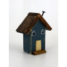 Drewniany domek dekoracyjny premium granatowy z latarenką 10 cm