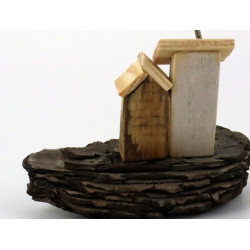 Dwa miniaturowe domki na drewnianej podstawie | Krakowska Drewutnia