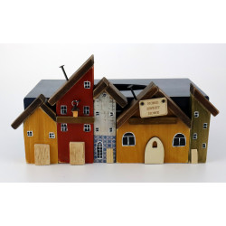 Chustecznik z kolorowymi domkami „Home Sweet Home” | Krakowska Drewutnia