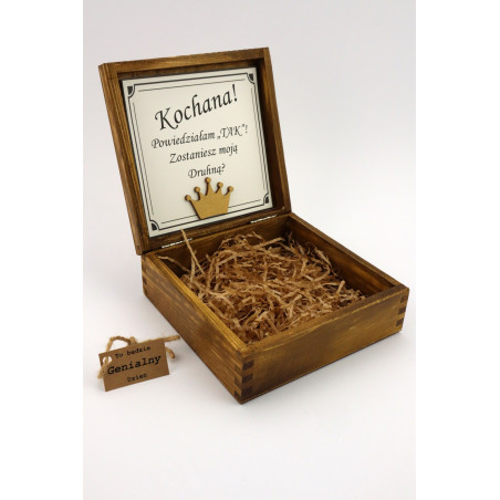 Zaproszenie drewniane pudełko dla druhny, świadka, wesele, ślub