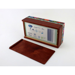 Pudełko na chusteczki. Folk wzór łowicki czarne tło. Kolor Palisander