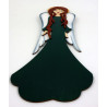 Drewniany ,duży Anioł w Długiej Sukni z Falbanami.  Ciemna zieleń